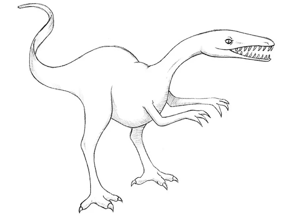Dinosaur drawing with realistic shadows and details.