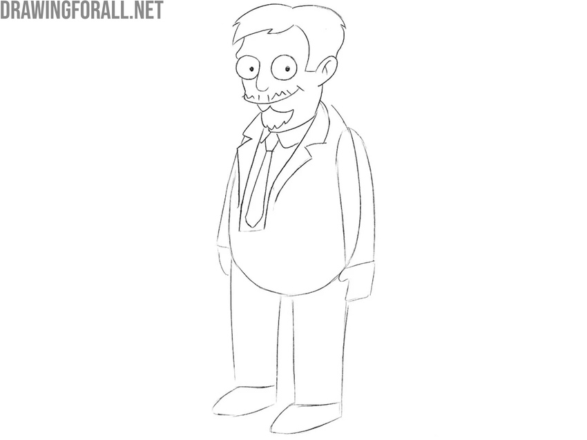 Draw Nick Riviera’s collars and tie