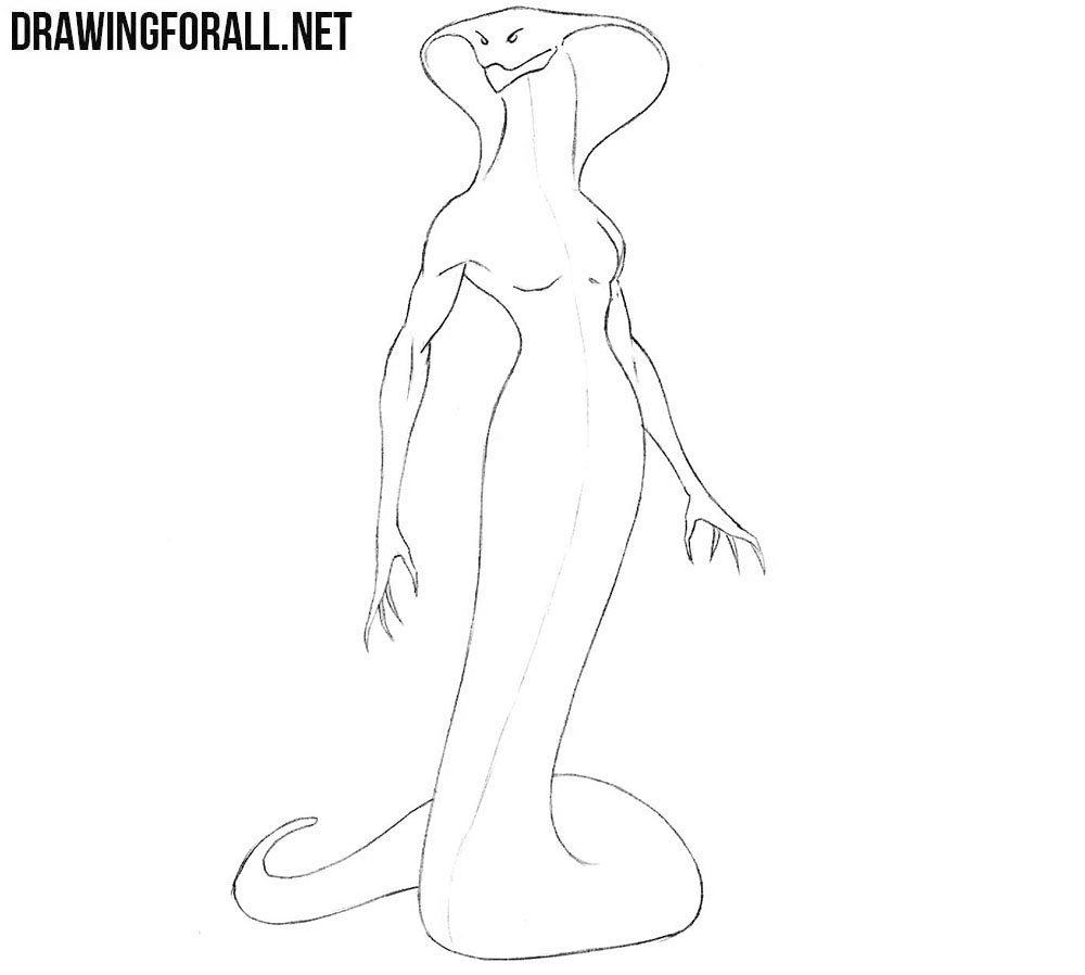 How to draw a snake woman