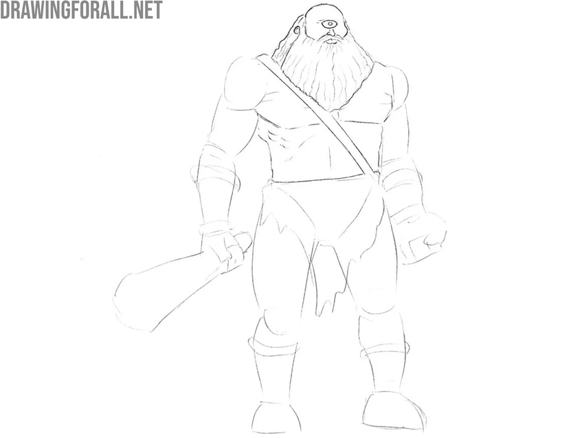 Draw the torso muscles of the cyclops