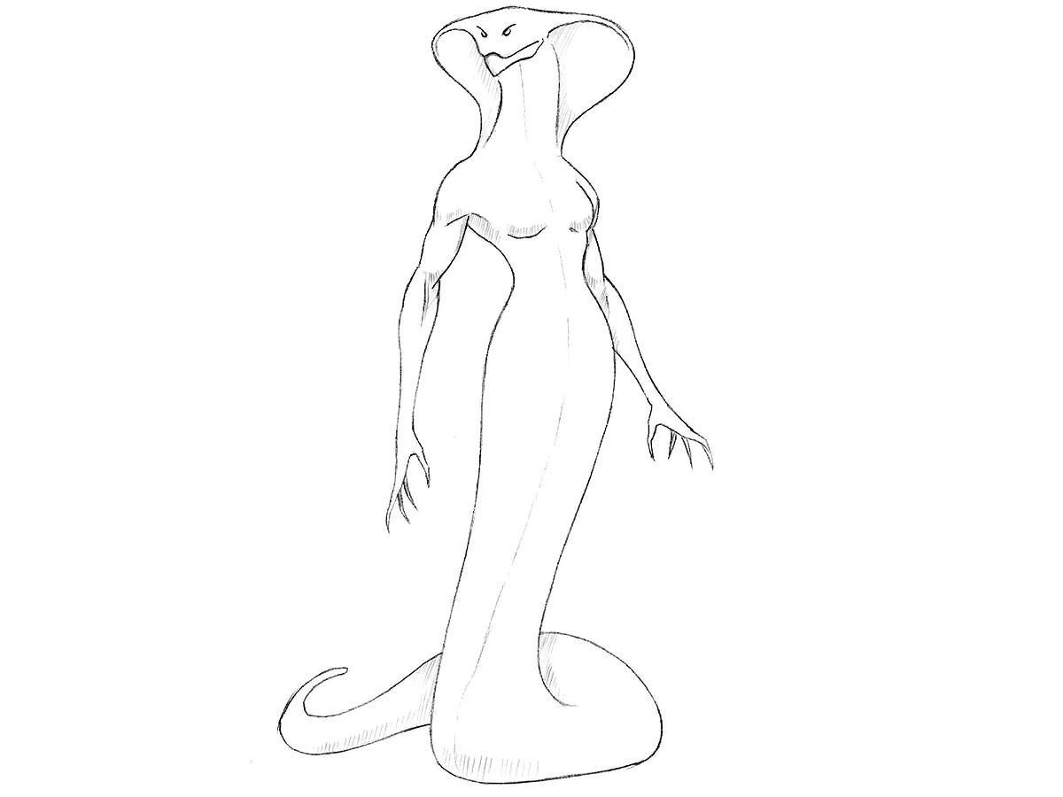 how to draw a snake woman featured image