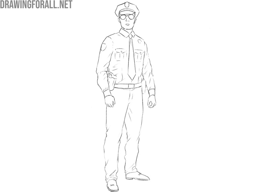 Draw the police officer’s boots