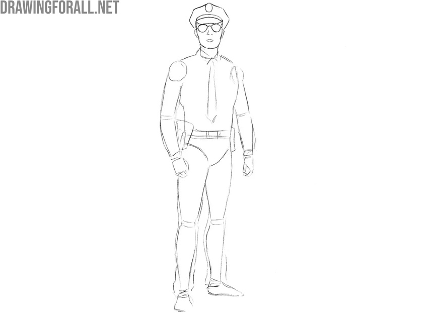 Draw the ears and police hat