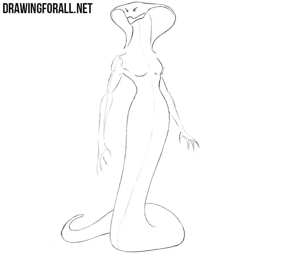 Refine the torso of the snake woman