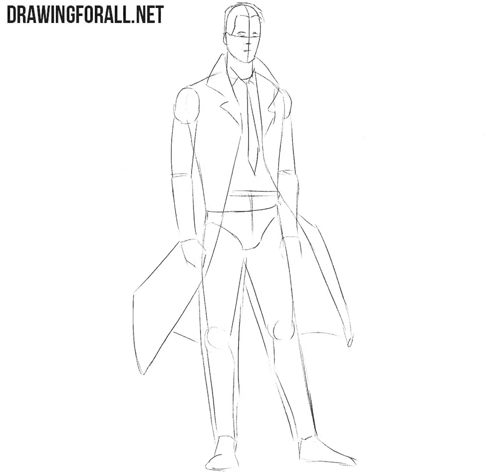 How to draw Constantine from comics step by step