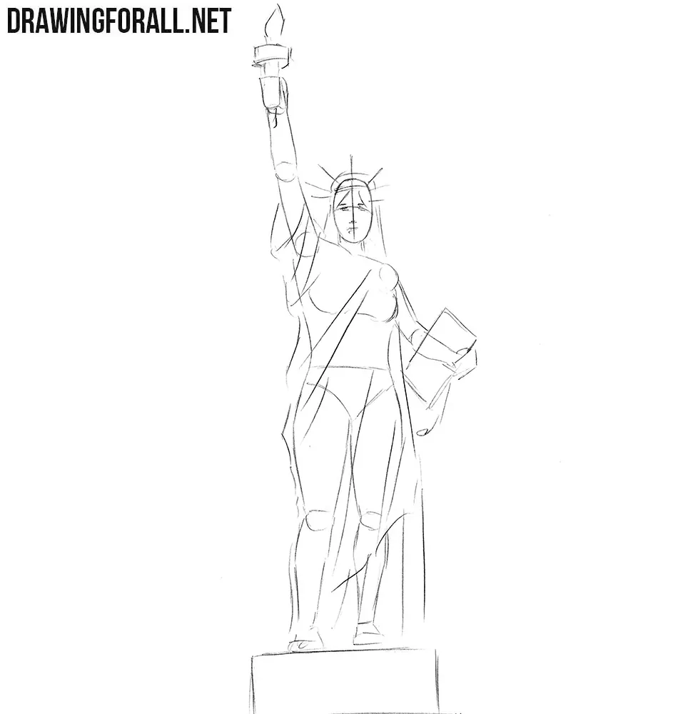 How to draw Statue of Liberty step by step