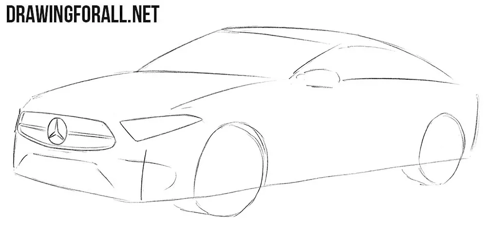 How to sketch a Mercedes-Benz CLS step by step