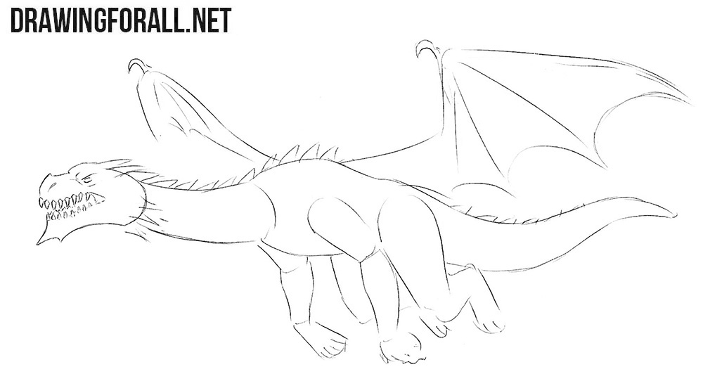 How to draw a flying dragon easy
