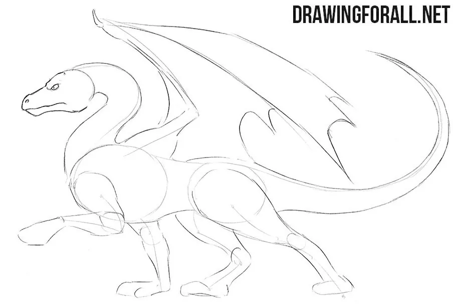 How to draw a walking dragon