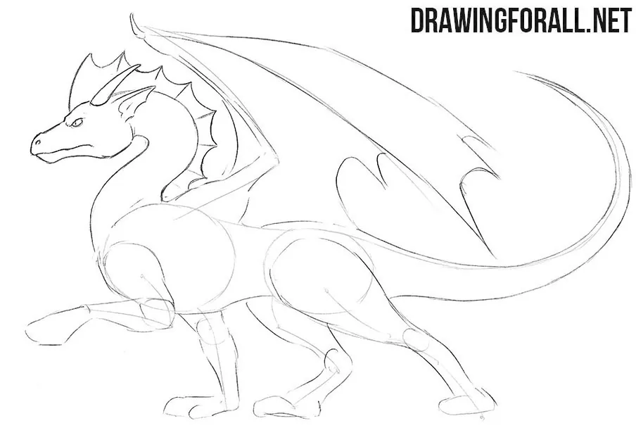 How to draw a standing dragons step by step