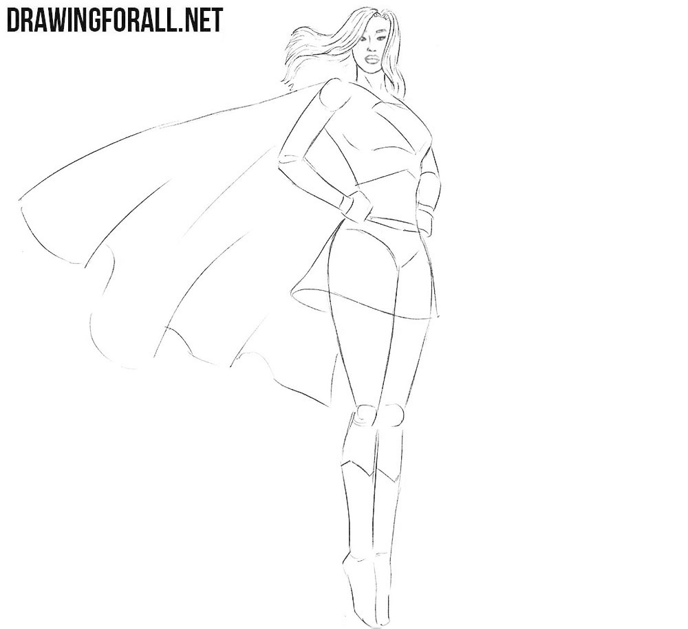 Learn to draw Supergirl step by step
