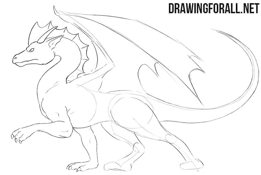 How to draw a standing dragon for beginners