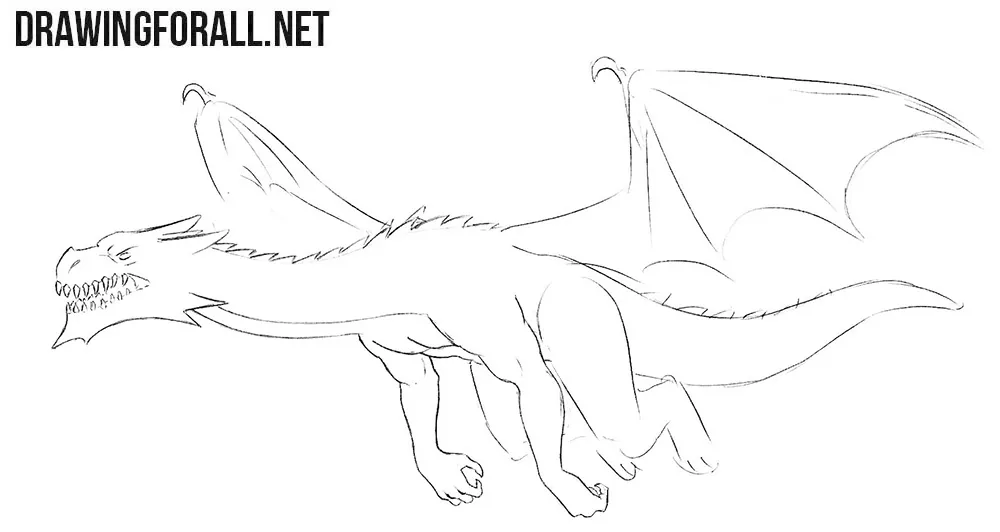 Flying dragon drawing tutorial