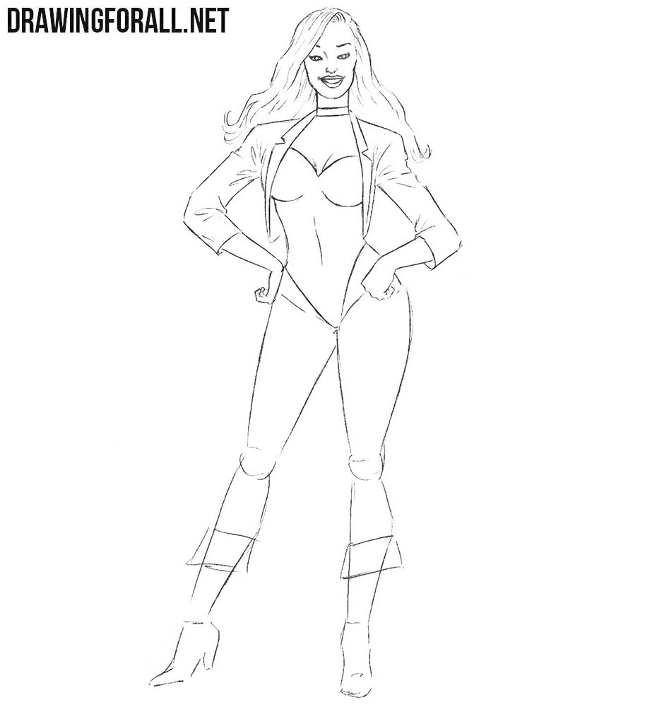 How to draw Black Canary step by step