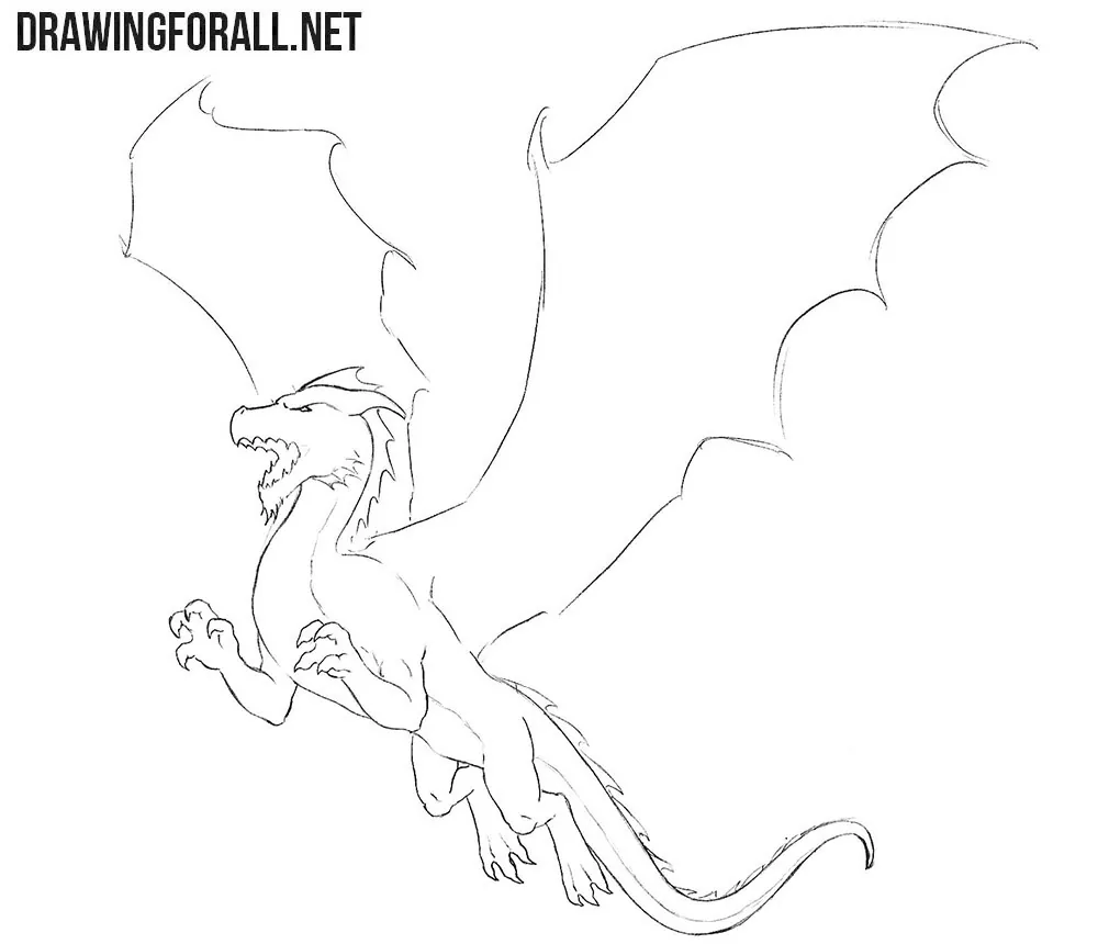 How to Draw a DRAGON  Flying Dragon Drawing lesson _ Very Easy 