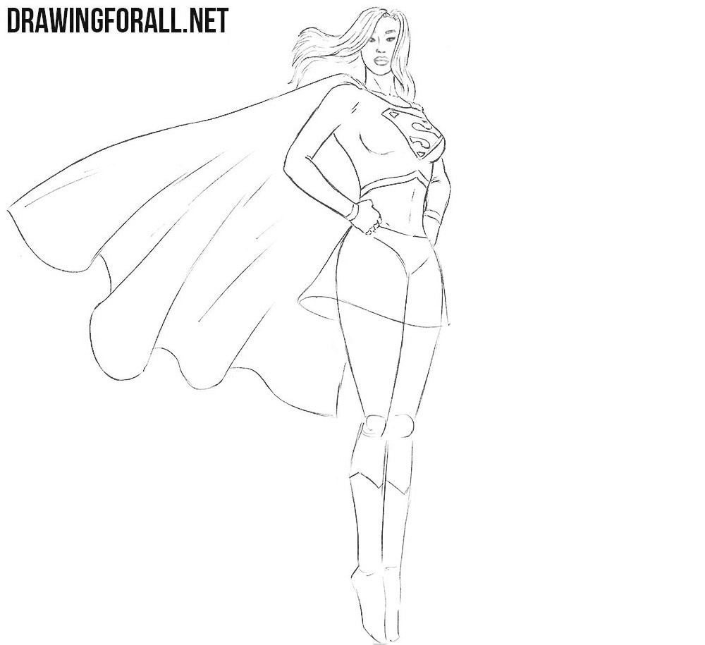 Learn how to draw Supergirl step by step
