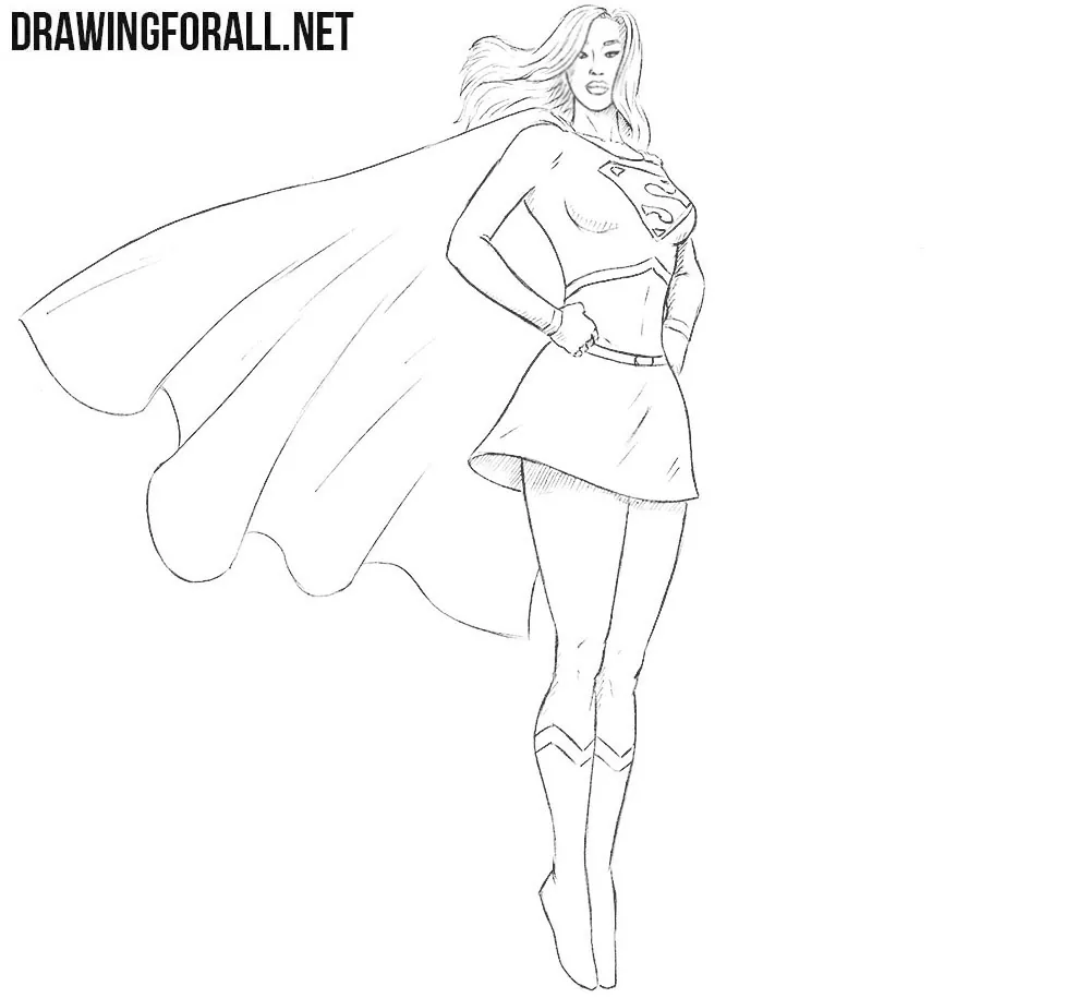 How to draw Supergirl