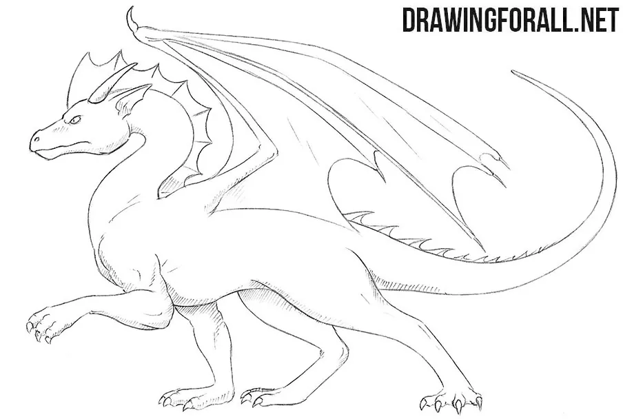 How to draw a standing dragon