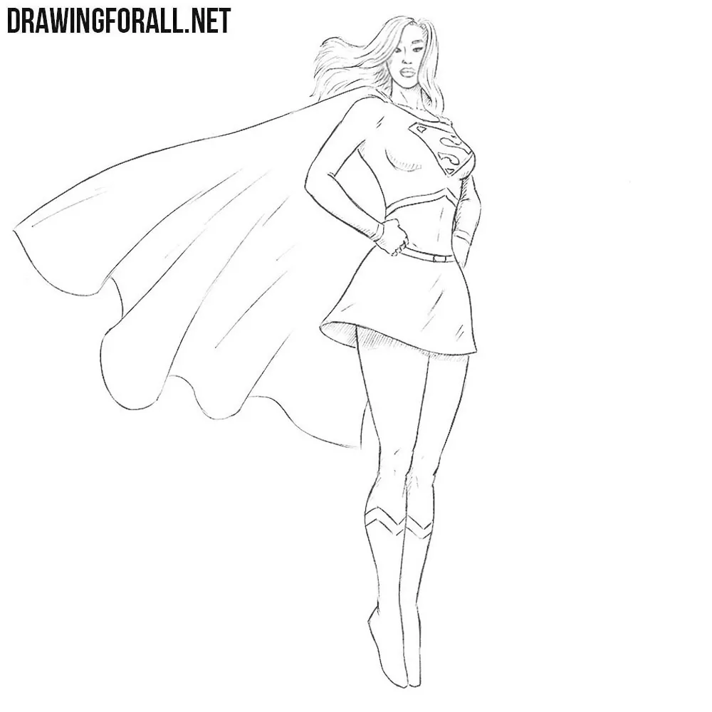 How to Draw Supergirl | Drawingforall.net