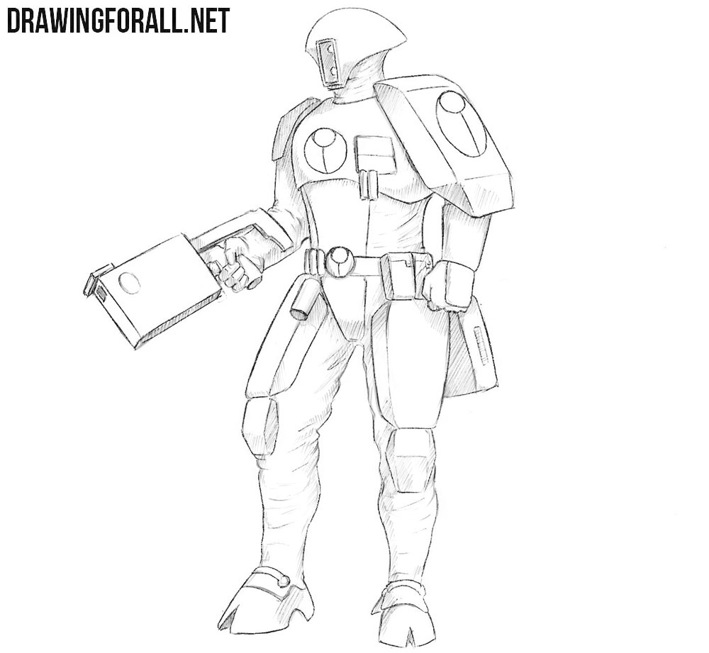 How to draw a tau Fire Warrior from warhammer 40000
