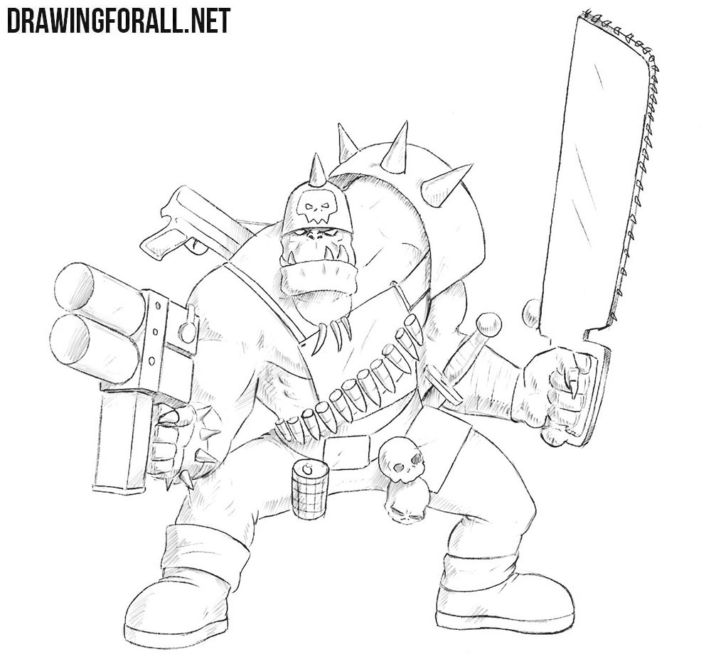 Ork from warhammer drawing