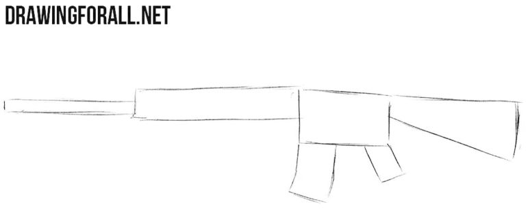 Simple Drawing Rifel How to Draw a Rifle for Beginners