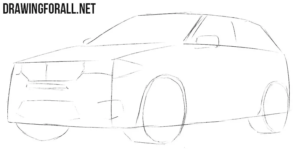 How to draw a BMW X5 step by step