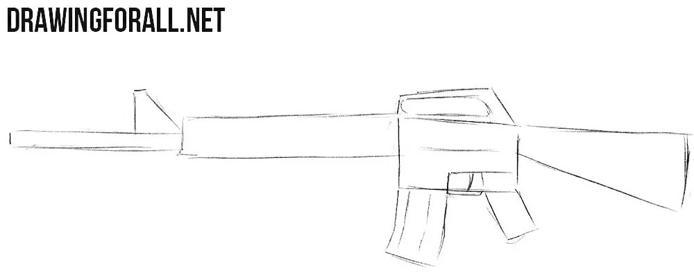 How to draw a rifle step by step