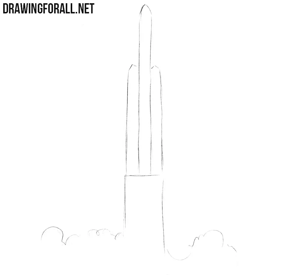 Learn how to draw a rocket step by step