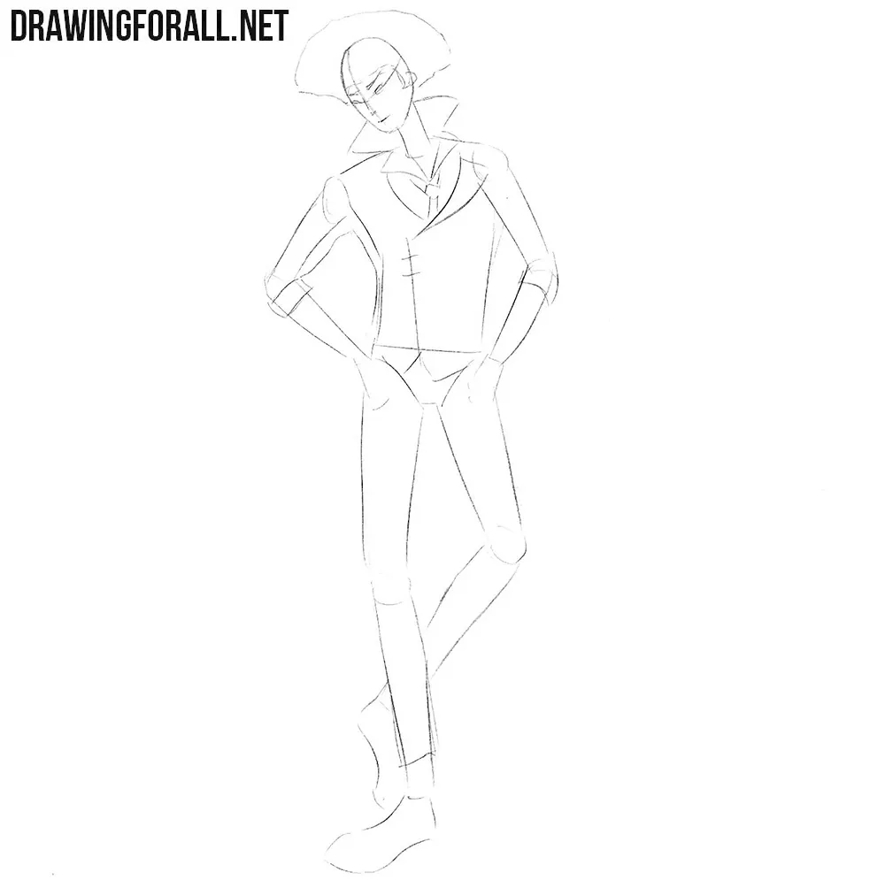 How to draw Spike Spiegel step by step