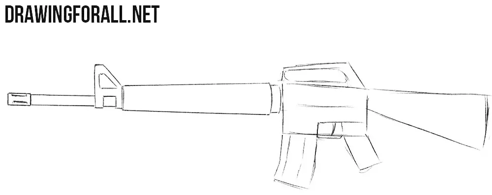 How to draw a rifle M16