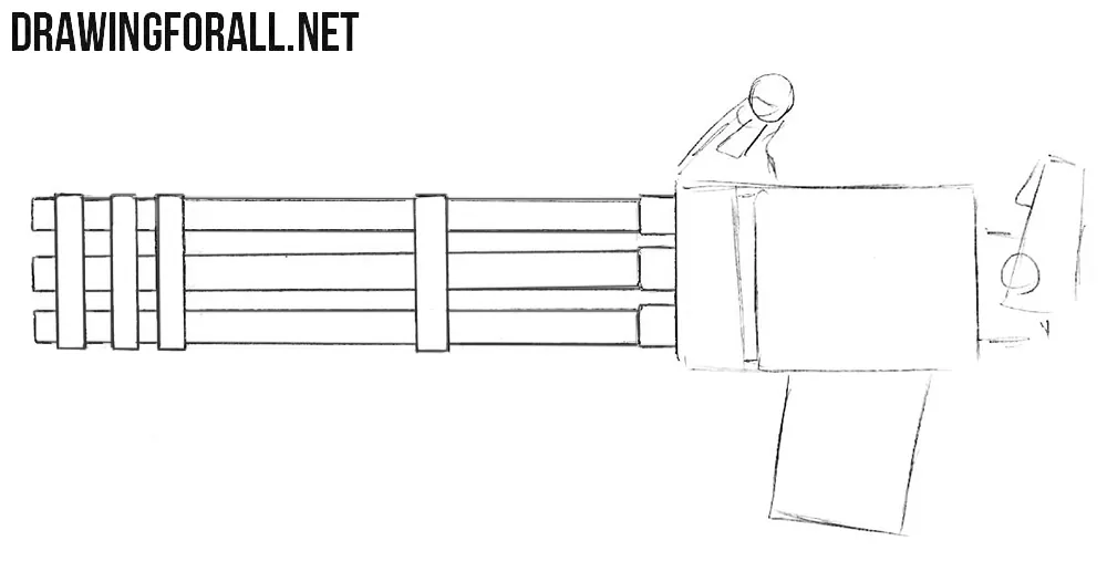 Learn how to draw a minigun step by step