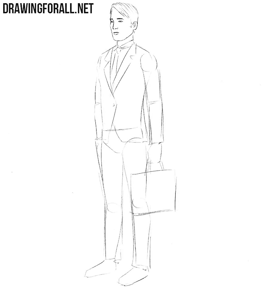 How to sketch an insurance agent step by step