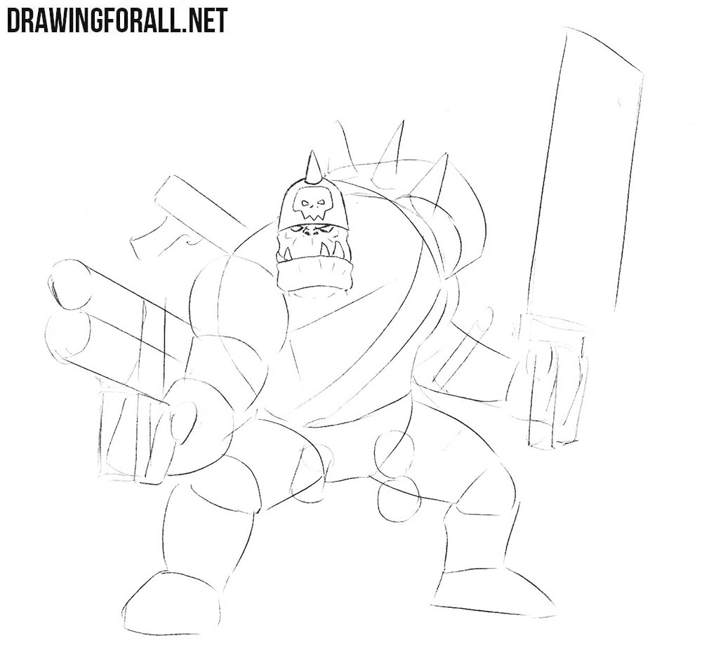Learn how to draw an ork from Warhammer step by step