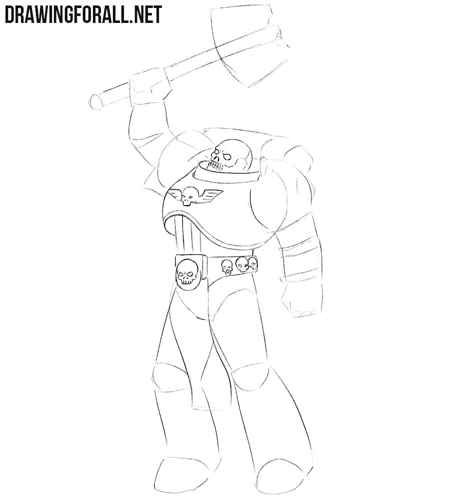 How to draw Chaplain from Warhammer step by step
