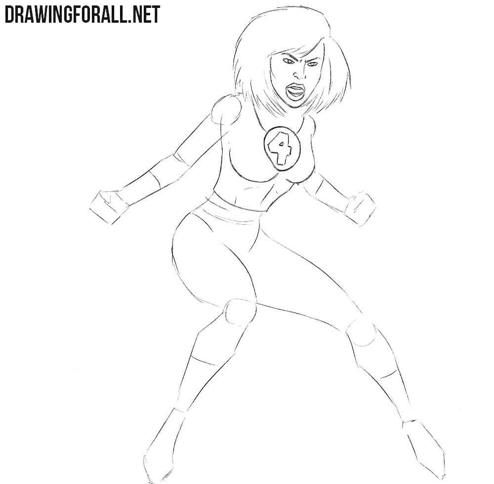 How to draw Invisible Woman from Marvel