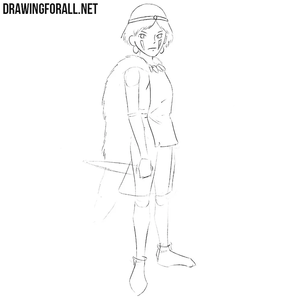 How to draw Princess Mononoke easy
