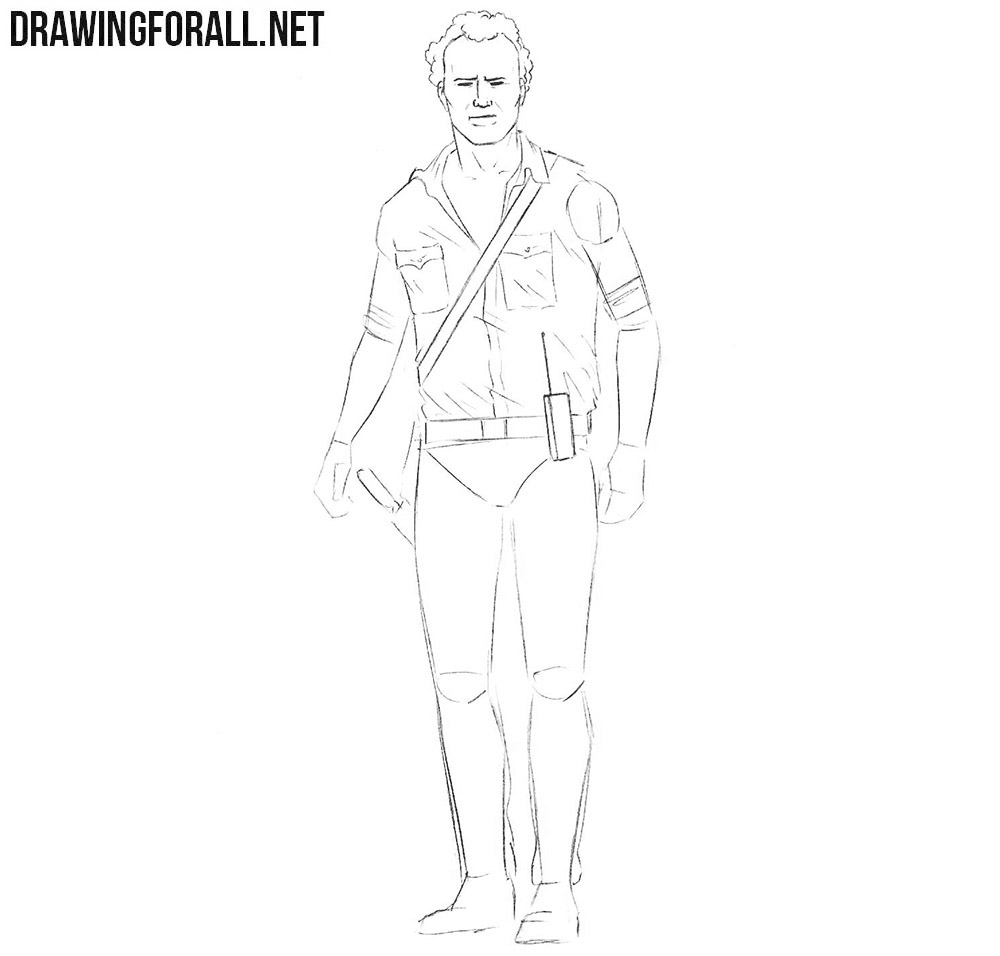 How to draw Rick Grimes from Walking Dead