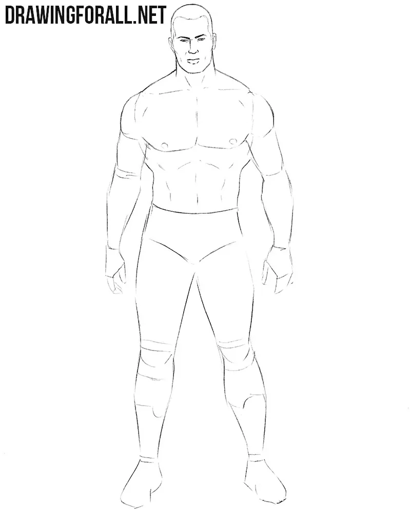 How to sketch a wrestler step by step