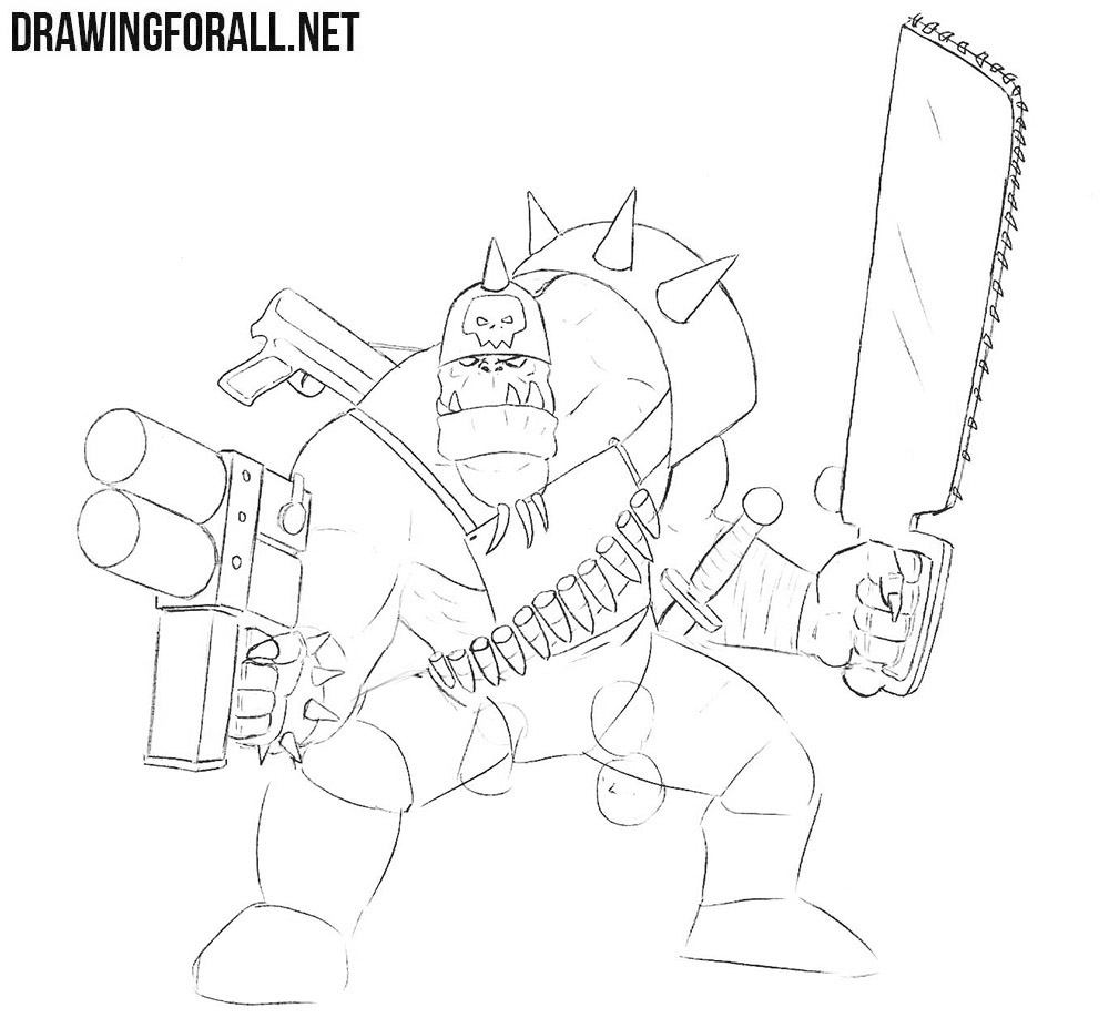 How to draw an ork from Warhammer 40000