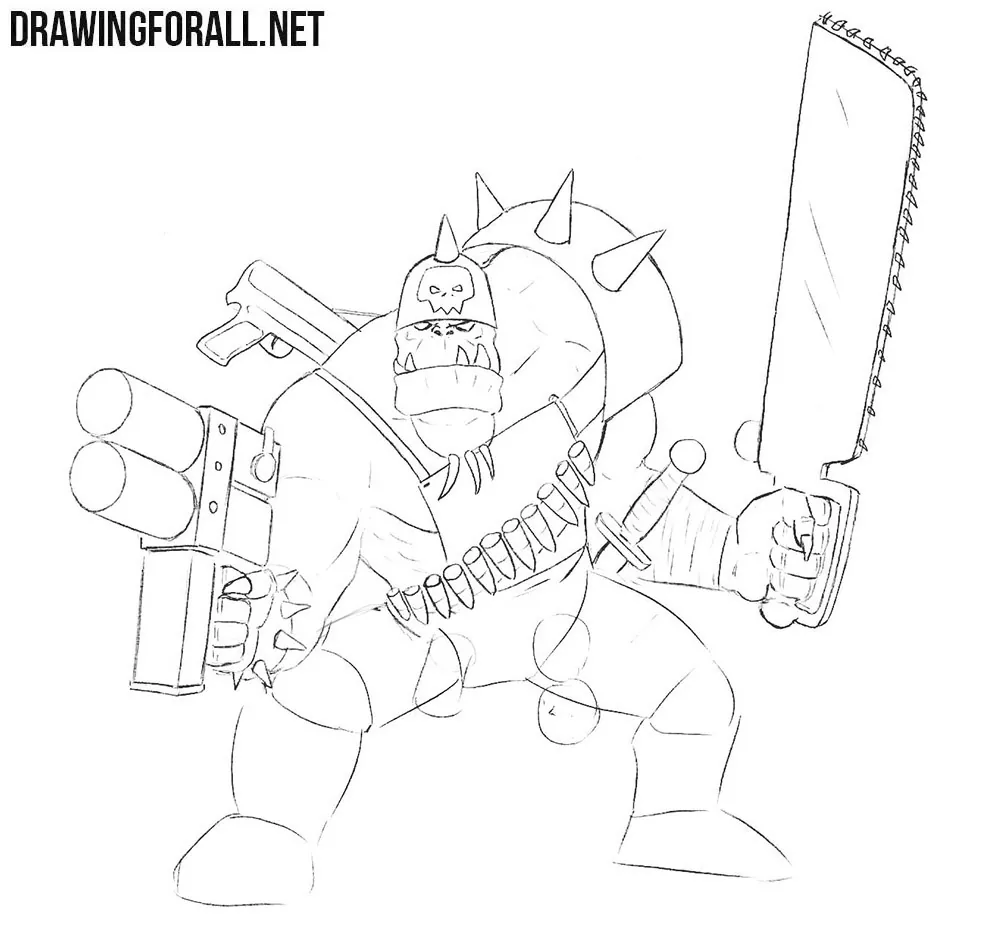 How to draw an ork from Warhammer 40000