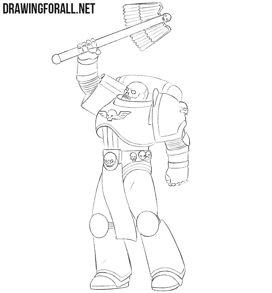 Chaplain from Warhammer drawing tutorial