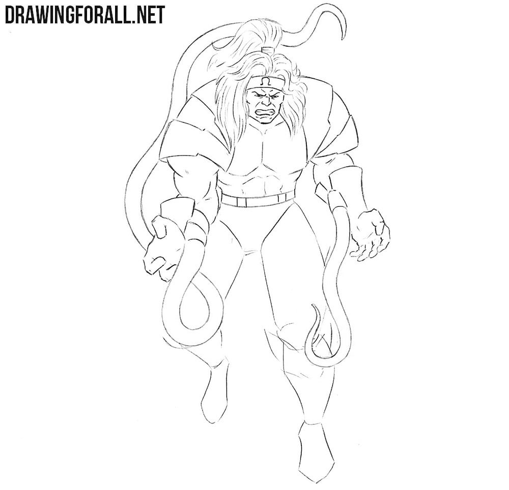 How to draw Omega Red step by step