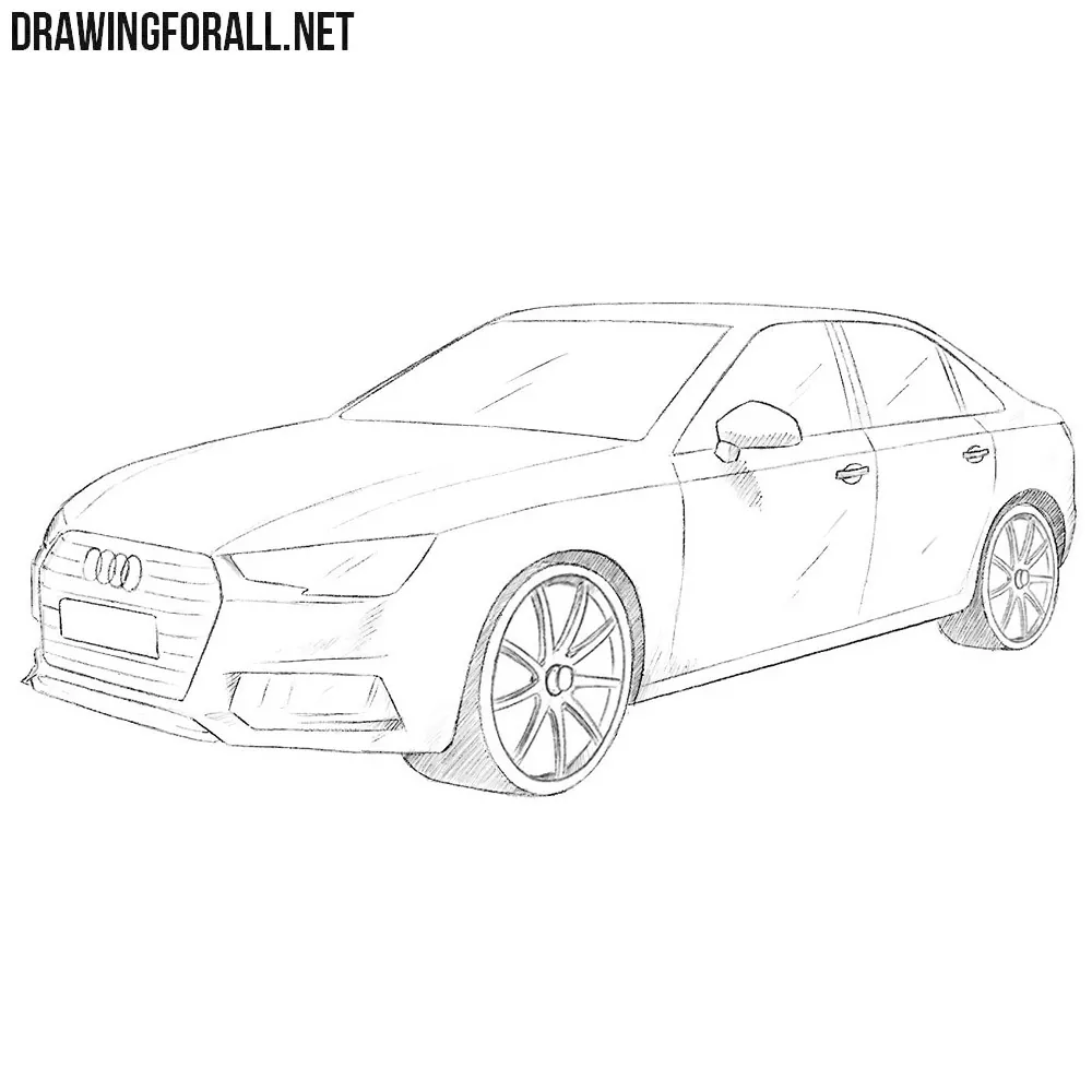 Картинка а 4 нарисована. Рисовать Ауди сбоку. Audi a4 avant Sketch. Нарисовать Ауди рс6. Рисунок машины карандашом.