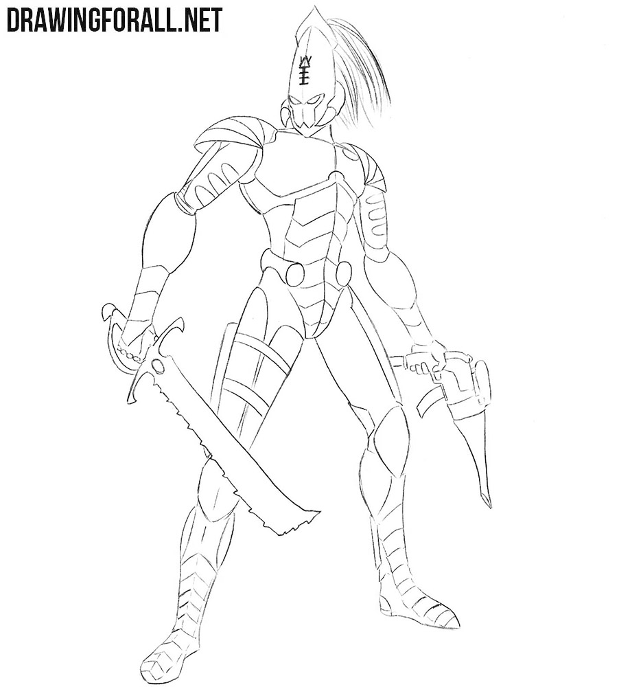 Refining the Eldar’s belt, armored legs, and lower body contours