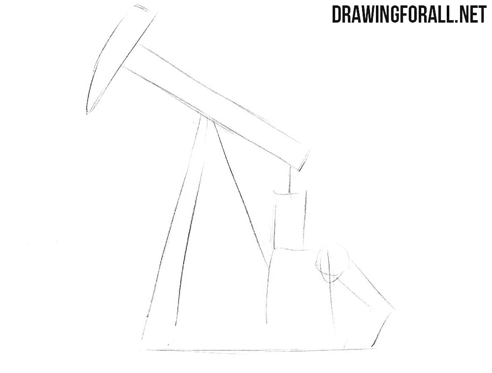 Adding light outlines for the pumpjack's supports, lower machinery, wheel, and base.