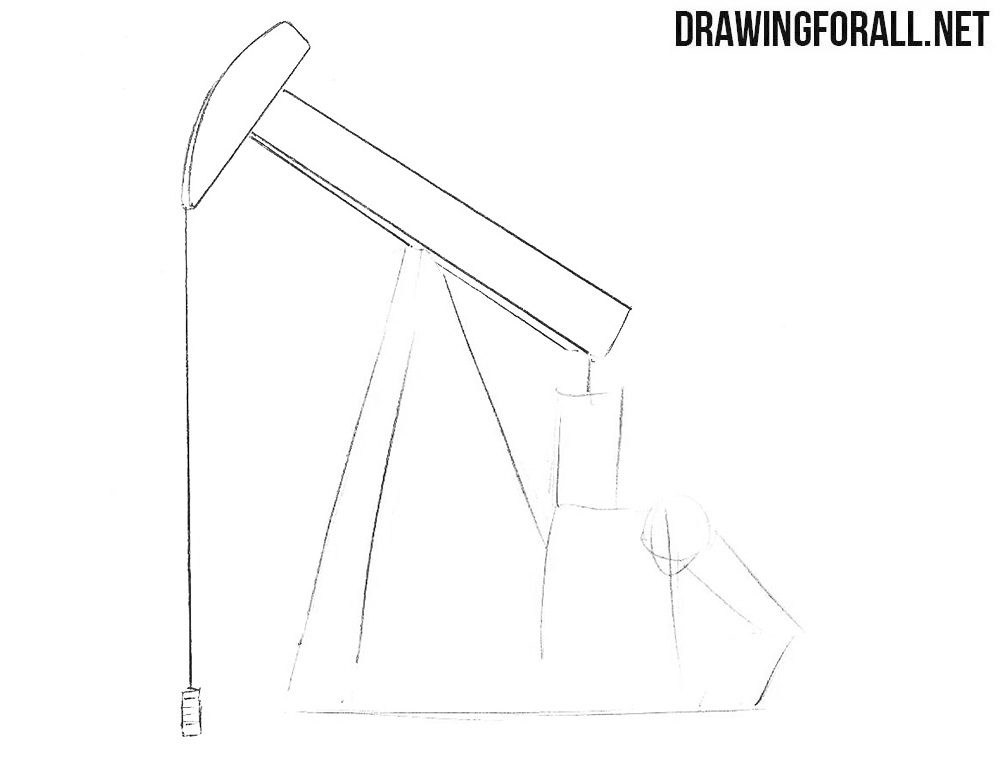 Refining the beam and horsehead and adding the vertical line with its lower fitting.