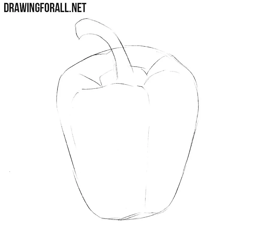 How to draw a bell pepper step by step
