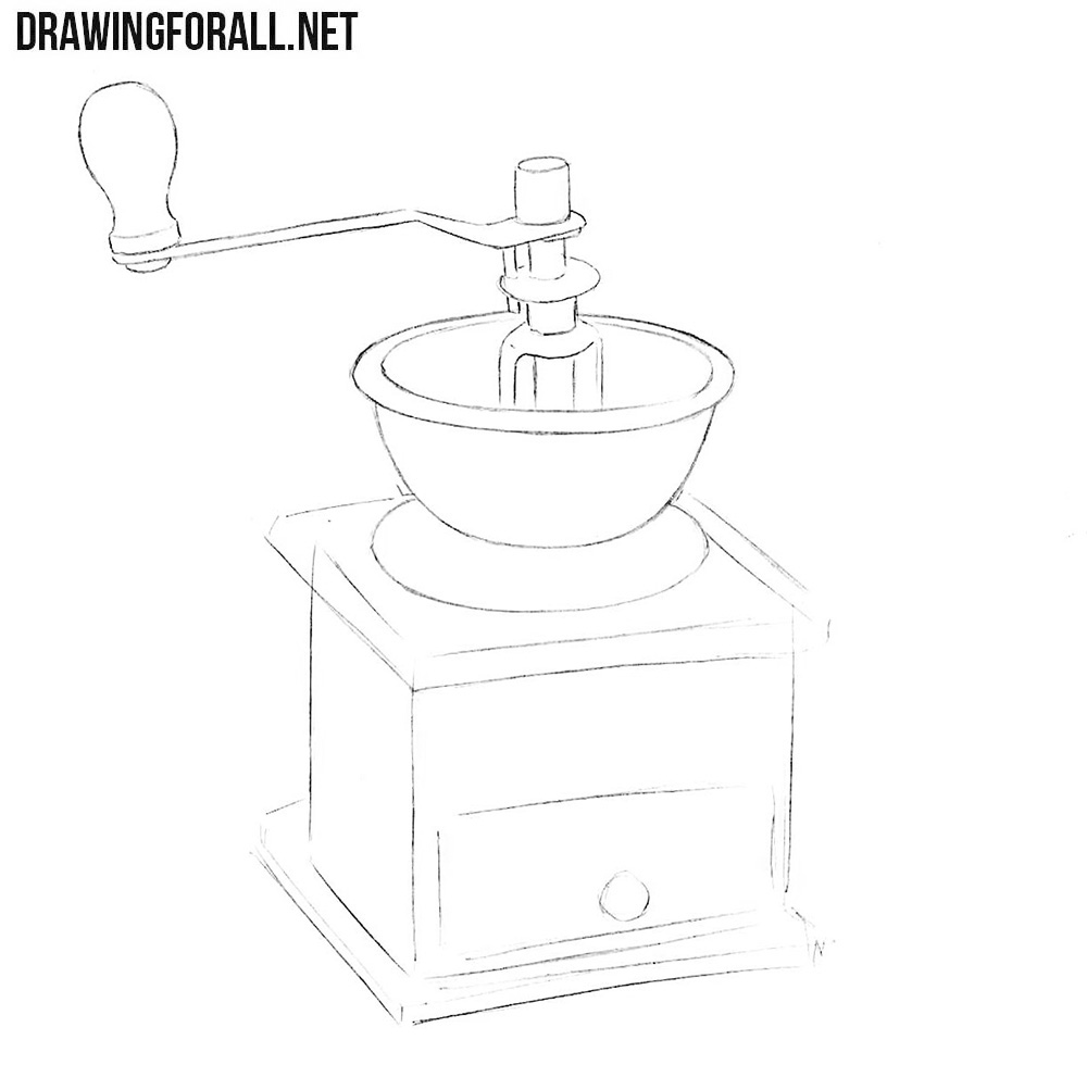 Learn how to draw a coffee mill