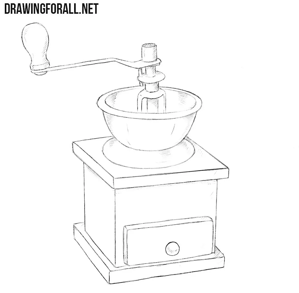 How to draw a coffee grinder